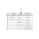 Water Creation | 60" Palace Collection Quartz Carrara Pure White Bathroom Vanity Set With Hardware And F2-0009 Faucets in Polished Nickel (PVD) Finish | PA60QZ05PW-000BX0905