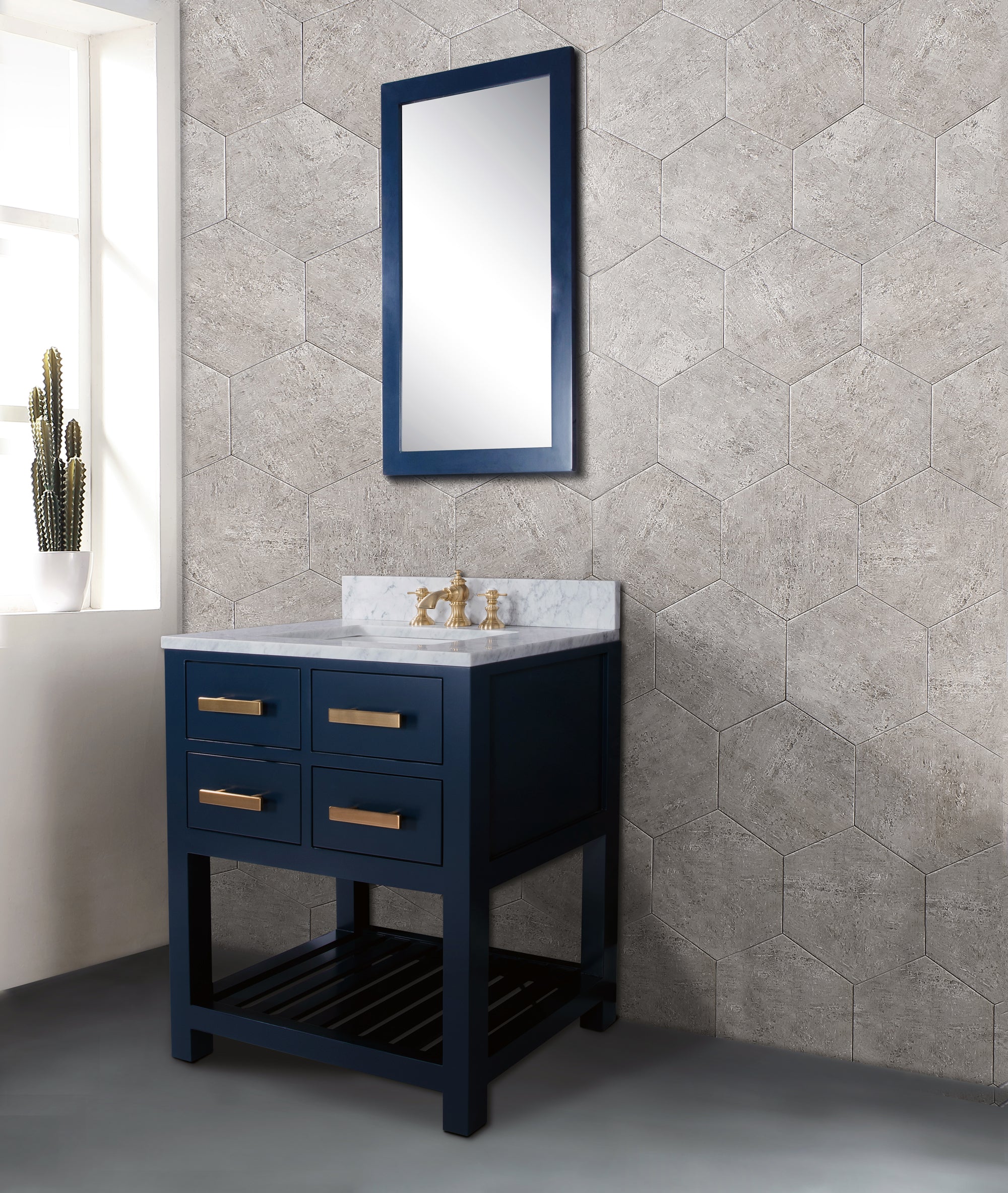 Water Creation | 30 Inch Monarch Blue Single Sink Bathroom Vanity With Mirror From The Madalyn Collection | MA30CW06MB-R21000000