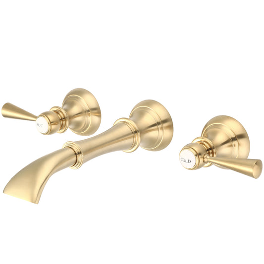 Water Creation | Water Creation Waterfall Style Wall-mounted Lavatory Faucet in Satin Gold Finish | F4-0004-06-TL