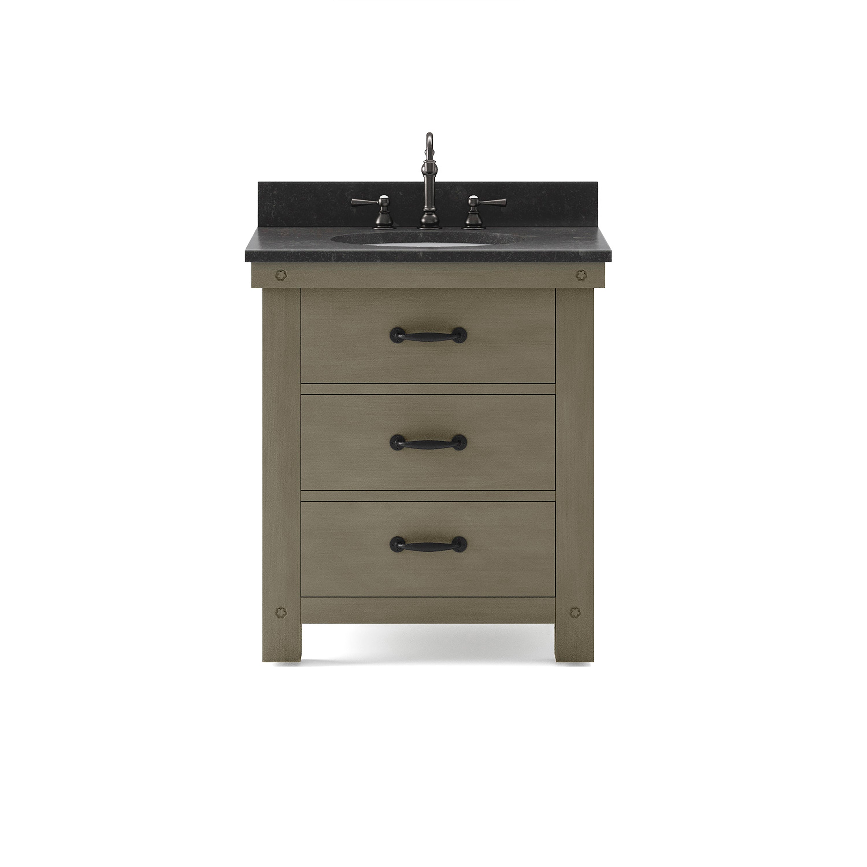 Water Creation | 30 Inch Grizzle Grey Single Sink Bathroom Vanity With Faucet With Blue Limestone Counter Top From The ABERDEEN Collection | AB30BL03GG-000BX1203