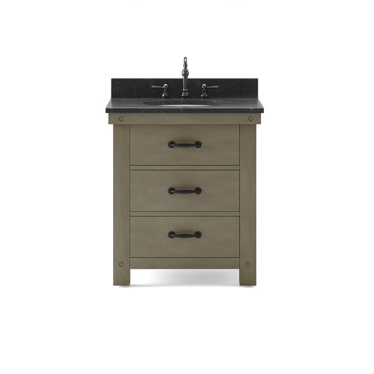 Water Creation | 30 Inch Grizzle Grey Single Sink Bathroom Vanity With Faucet With Blue Limestone Counter Top From The ABERDEEN Collection | AB30BL03GG-000BX1203