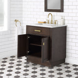 Water Creation | Chestnut 30 In. Single Sink Carrara White Marble Countertop Vanity In Brown Oak | CH30CW06BK-000000000