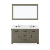 Water Creation | 60 Inch Grizzle Grey Double Sink Bathroom Vanity With Mirror With Carrara White Marble Counter Top From The ABERDEEN Collection | AB60CW03GG-A60000000