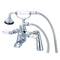 Water Creation | Vintage Classic 7 Inch Spread Deck Mount Tub Faucet With Handheld Shower in Chrome Finish With Porcelain Lever Handles, Hot And Cold Labels Included | F6-0003-01-CL