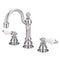 Water Creation | American 20th Century Classic Widespread Lavatory F2-0012 Faucets With Pop-Up Drain in Chrome Finish With Porcelain Lever Handles | F2-0012-01-PL