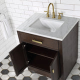 Water Creation | Chestnut 30 In. Single Sink Carrara White Marble Countertop Vanity In Brown Oak | CH30CW06BK-000000000