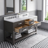 Water Creation | 60 Inch Cashmere Grey Double Sink Bathroom Vanity With 2 Matching Framed Mirrors From The Madalyn Collection | MA60CW01CG-R21000000