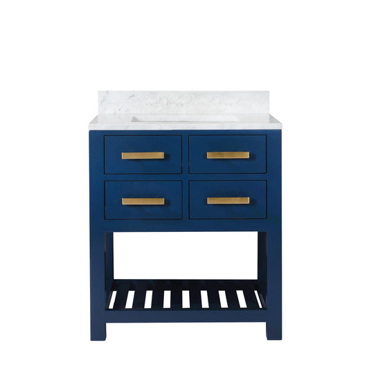 Water Creation | 30 Inch Monarch Blue Single Sink Bathroom Vanity From The Madalyn Collection | MA30CW06MB-000000000