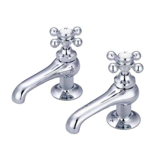 Water Creation | Vintage Classic Basin Cocks Lavatory Faucets in Chrome Finish With Metal Cross Handles, Hot And Cold Labels Included | F1-0003-01-DX