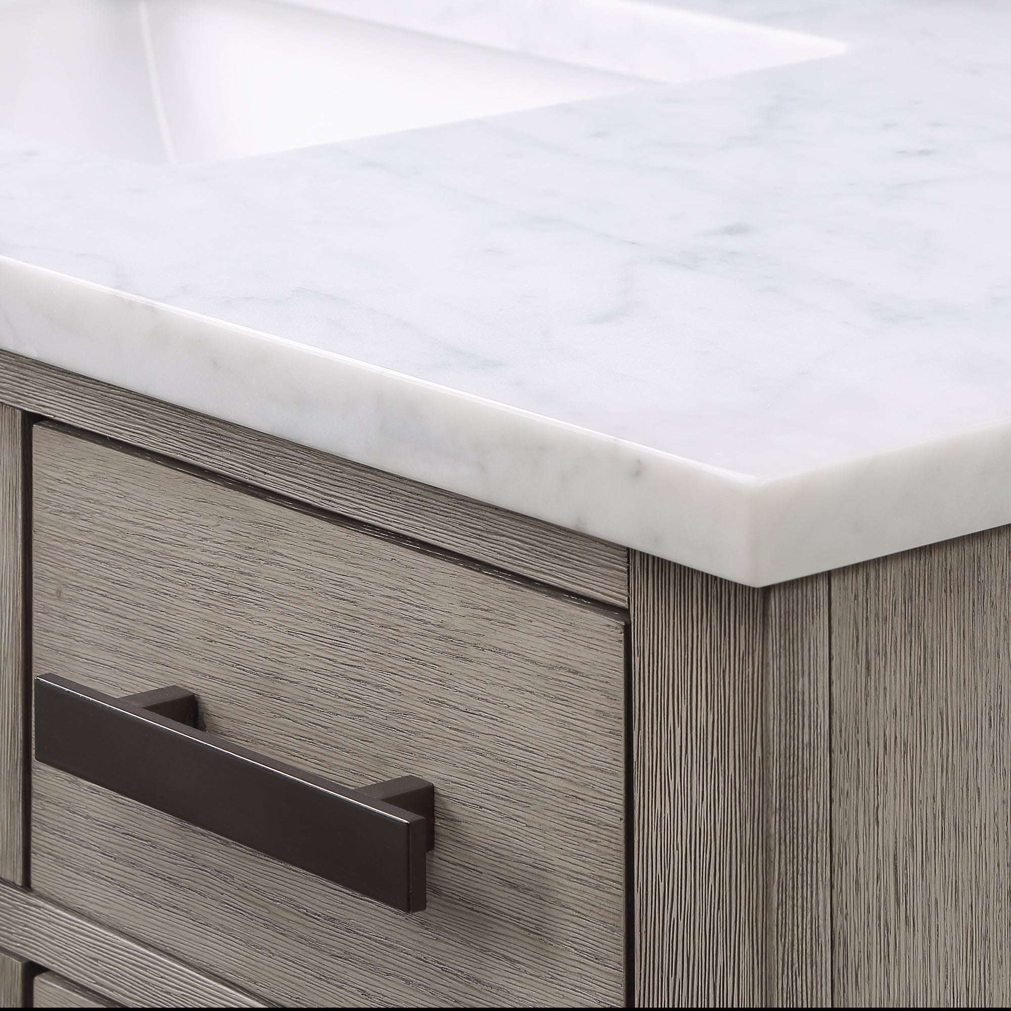 Water Creation | Chestnut 48 In. Single Sink Carrara White Marble Countertop Vanity In Grey Oak with Mirror | CH48CW03GK-R21000000