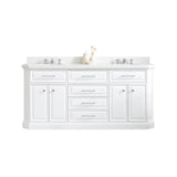 Water Creation | 72" Palace Collection Quartz Carrara Pure White Bathroom Vanity Set With Hardware in Chrome Finish | PA72QZ01PW-000000000