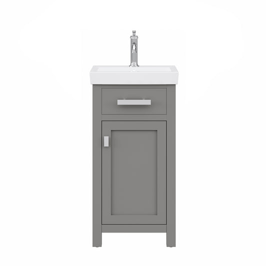 Water Creation | 18 Inch Cashmere Grey MDF Single Bowl Ceramics Top Vanity With Single Door From The MIA Collection | MI18CR01CG-000000000