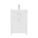 Water Creation | 24 Inch Pure White MDF Single Bowl Ceramics Top Vanity With Double Door From The MYRA Collection | MY24CR01PW-000000000