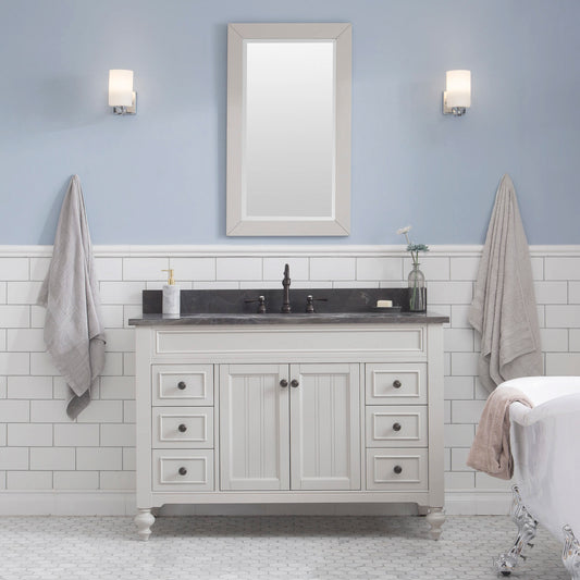 Water Creation | Potenza 48" Bathroom Vanity in Earl Grey with Blue Limestone Top with Faucet and Mirror | PO48BL03EG-R24TL1203