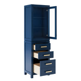 Water Creation | Madison Collection Linen Cabinet In Monarach Blue | MADISON-LC-MB