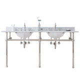 Water Creation | Embassy 72 Inch Wide Double Wash Stand, P-Trap, Counter Top with Basin, and F2-0012 Faucet included in Polished Nickel (PVD) Finish | EB72D-0512