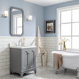 Water Creation | Queen 24-Inch Single Sink Quartz Carrara Vanity In Cashmere Grey  With F2-0012-01-TL Lavatory Faucet(s) | QU24QZ01CG-000TL1201