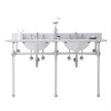 Water Creation | Empire 60 Inch Wide Double Wash Stand, P-Trap, Counter Top with Basin, and F2-0013 Faucet included in Polished Nickel (PVD) Finish | EP60D-0513