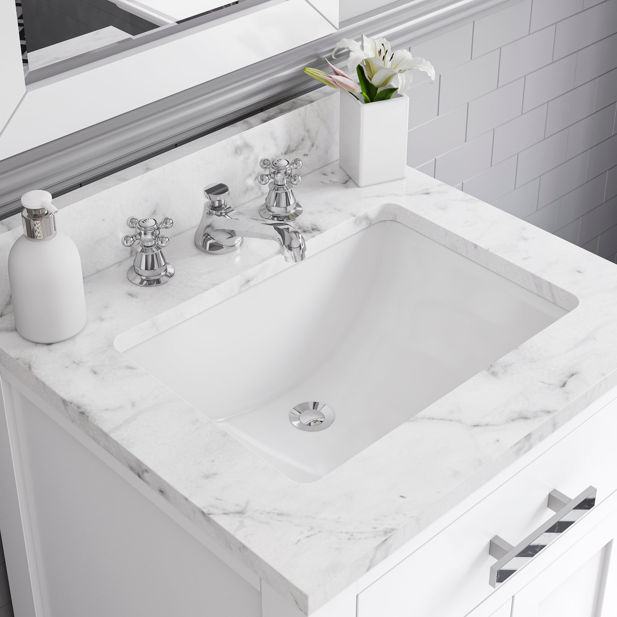 Water Creation | 24 Inch Pure White Single Sink Bathroom Vanity With Faucet From The Madison Collection | MS24CW01PW-000BX0901