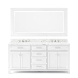 Water Creation | 72 Inch Pure White Double Sink Bathroom Vanity With Matching Large Framed Mirror From The Madison Collection | MS72CW01PW-R72000000