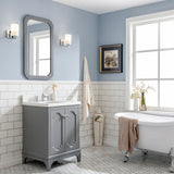 Water Creation | Queen 24-Inch Single Sink Quartz Carrara Vanity In Cashmere Grey  With F2-0013-01-FX Lavatory Faucet(s) | QU24QZ01CG-000FX1301