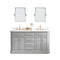 Water Creation | 60" Palace Collection Quartz Carrara Cashmere Grey Bathroom Vanity Set With Hardware And F2-0012 Faucets in Satin Gold Finish And Only Mirrors in Chrome Finish | PA60QZ06CG-E18TL1206