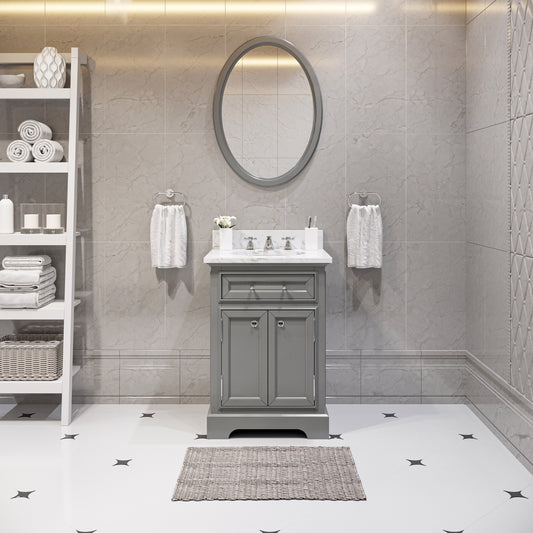 Water Creation | 24 Inch Cashmere Grey Single Sink Bathroom Vanity With Matching Framed Mirror From The Derby Collection | DE24CW01CG-O21000000