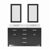 Water Creation | 60 Inch Espresso Double Sink Bathroom Vanity With 2 Matching Framed Mirrors And Faucets From The Madison Collection | MS60CW01ES-R21BX0901