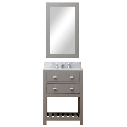 Water Creation | 24 Inch Cashmere Grey Single Sink Bathroom Vanity With Matching Framed Mirror And Faucet From The Madalyn Collection | MA24CW01CG-R21BX0901