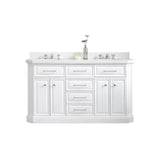 Water Creation | 60" Palace Collection Quartz Carrara Pure White Bathroom Vanity Set With Hardware in Chrome Finish | PA60QZ01PW-000000000