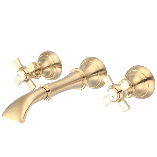 Water Creation | Water Creation Waterfall Style Wall-mounted Lavatory Faucet in Satin Gold Finish | F4-0004-06-FX