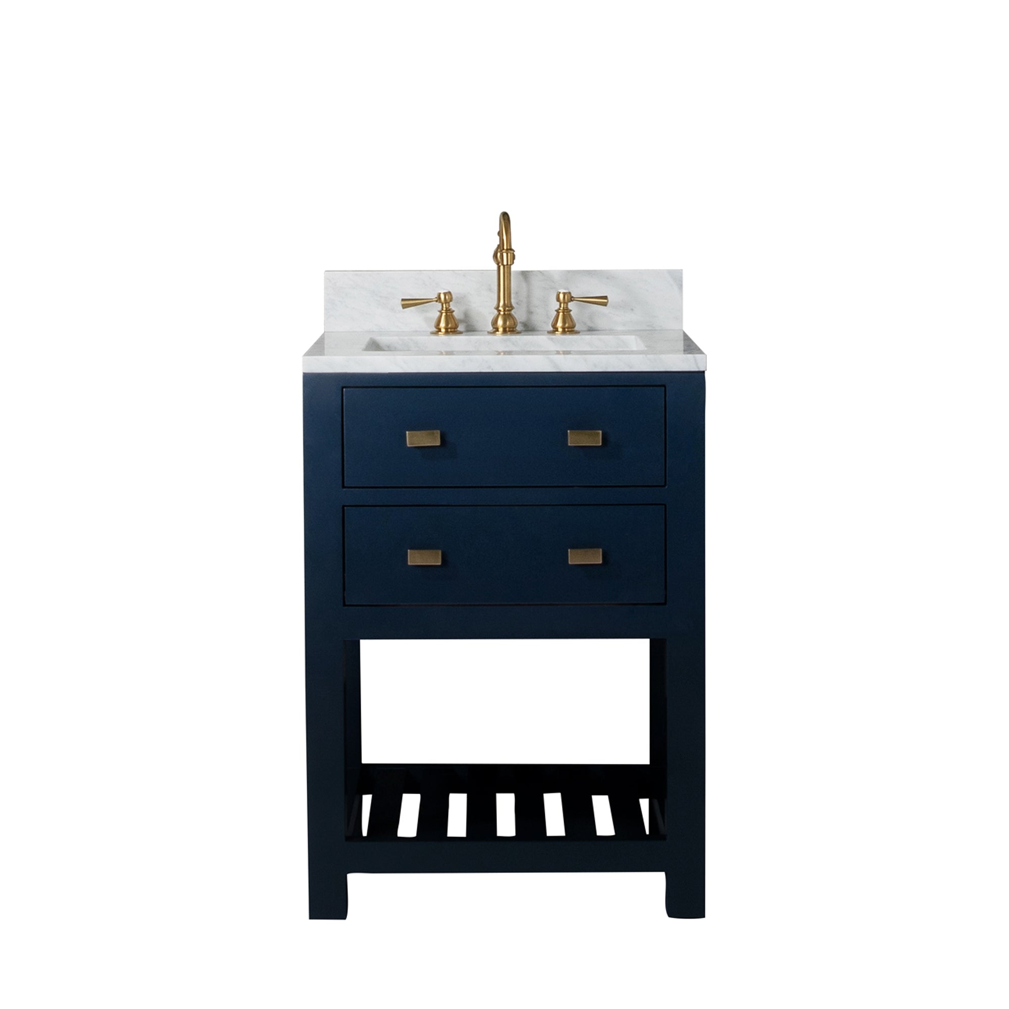 Water Creation | 24 Inch Monarch Blue Single Sink Bathroom Vanity With F2-0012 Satin Gold Faucet From The Madalyn Collection | MA24CW06MB-000TL1206