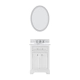 Water Creation | 24 Inch Pure White Single Sink Bathroom Vanity With Matching Framed Mirror And Faucet From The Derby Collection | DE24CW01PW-O21BX0901