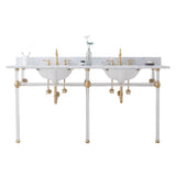 Water Creation | Empire 72 Inch Wide Double Wash Stand, P-Trap, and Counter Top with Basin included in Satin Gold Finish | EP72C-0600