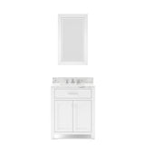 Water Creation | 30 Inch Pure White Single Sink Bathroom Vanity With Matching Framed Mirror And Faucet From The Madison Collection | MS30CW01PW-R24BX0901