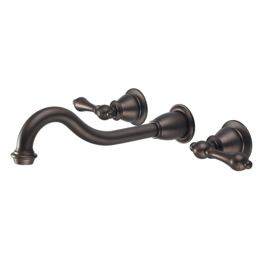 Water Creation | Elegant Spout Wall Mount Vessel/Lavatory Faucets in Oil-rubbed Bronze Finish Finish With Metal Lever Handles Without Labels | F4-0001-03-AL