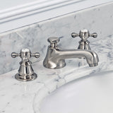 Water Creation | American 20th Century Classic Widespread Lavatory F2-0009 Faucets With Pop-Up Drain in Brushed Nickel Finish With Metal Cross Handles, Hot And Cold Labels Included | F2-0009-02-BX
