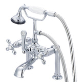 Water Creation | Vintage Classic 7 Inch Spread Deck Mount Tub Faucet With 6 Inch Risers & Handheld Shower in Chrome Finish With Metal Lever Handles, Hot And Cold Labels Included | F6-0006-01-AX