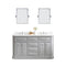 Water Creation | 60" Palace Collection Quartz Carrara Cashmere Grey Bathroom Vanity Set With Hardware And F2-0013 Faucets, Mirror in Chrome Finish | PA60QZ01CG-E18FX1301