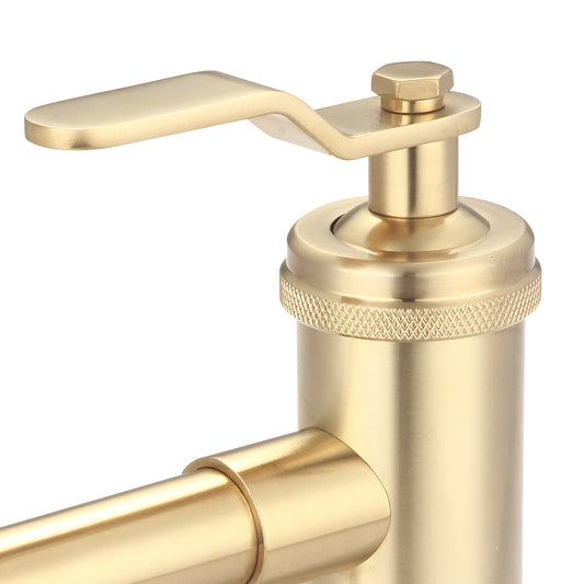 Water Creation | Water Creation Modern Streamlined Cylindrical Single Faucet F7-0001 in Satin Gold PVD  | F7-0001-06-NH
