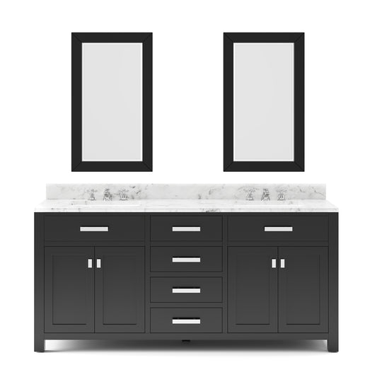 Water Creation | 72 Inch Espresso Double Sink Bathroom Vanity With 2 Matching Framed Mirrors And Faucets From The Madison Collection | MS72CW01ES-R24BX0901