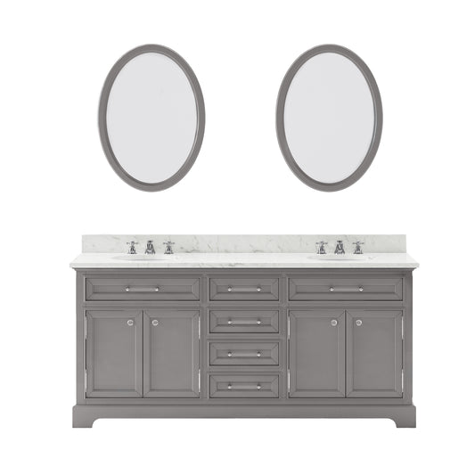 Water Creation | 72 Inch Cashmere Grey Double Sink Bathroom Vanity With Matching Framed Mirrors And Faucets From The Derby Collection | DE72CW01CG-O24BX0901