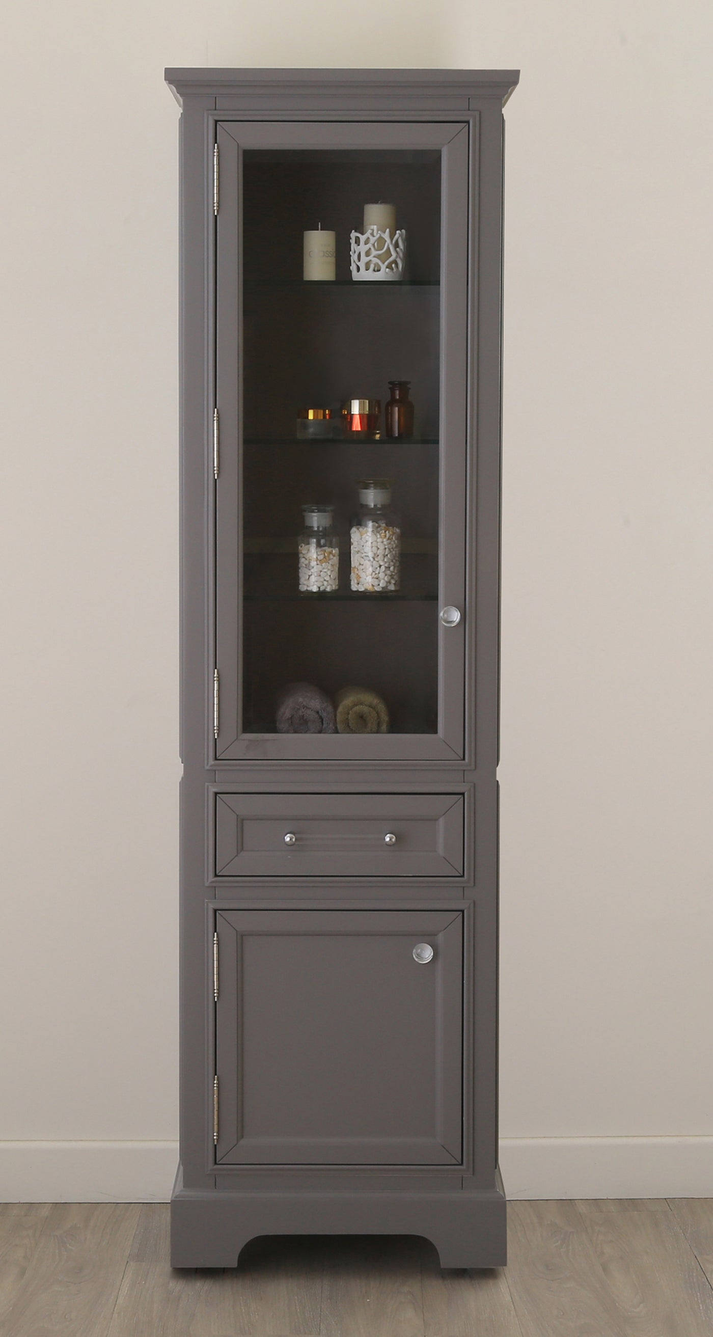 Water Creation | Derby Collection Linen Cabinet In Cashmere Grey | DERBY-LC-G