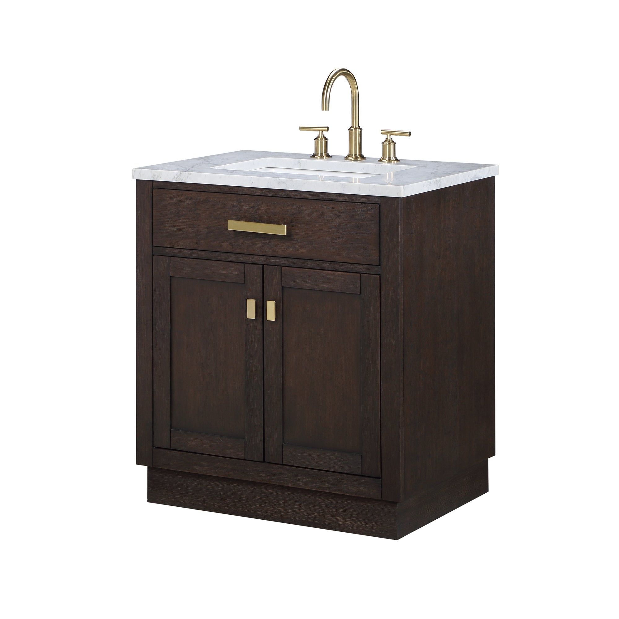 Water Creation | Chestnut 30 In. Single Sink Carrara White Marble Countertop Vanity In Brown Oak | CH30CW06BK-000000000