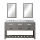 Water Creation | 60 Inch Cashmere Grey Double Sink Bathroom Vanity With 2 Matching Framed Mirrors And Faucets From The Madalyn Collection | MA60CW01CG-R21BX0901