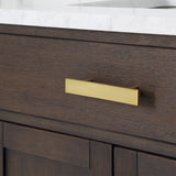 Water Creation | Chestnut 72 In. Double Sink Carrara White Marble Countertop Vanity In Brown Oak with Grooseneck Faucets and Mirrors | CH72CW06BK-R21BL1406