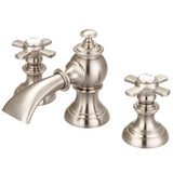 Water Creation | Modern Classic Widespread Lavatory F2-0013 Faucets With Pop-Up Drain in Brushed Nickel Finish With Flat Cross Handles | F2-0013-02-FX