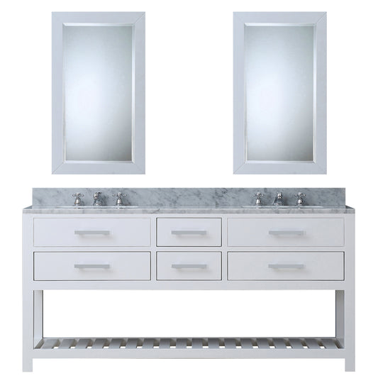 Water Creation | 72 Inch Pure White Double Sink Bathroom Vanity With 2 Matching Framed Mirrors From The Madalyn Collection | MA72CW01PW-R24000000