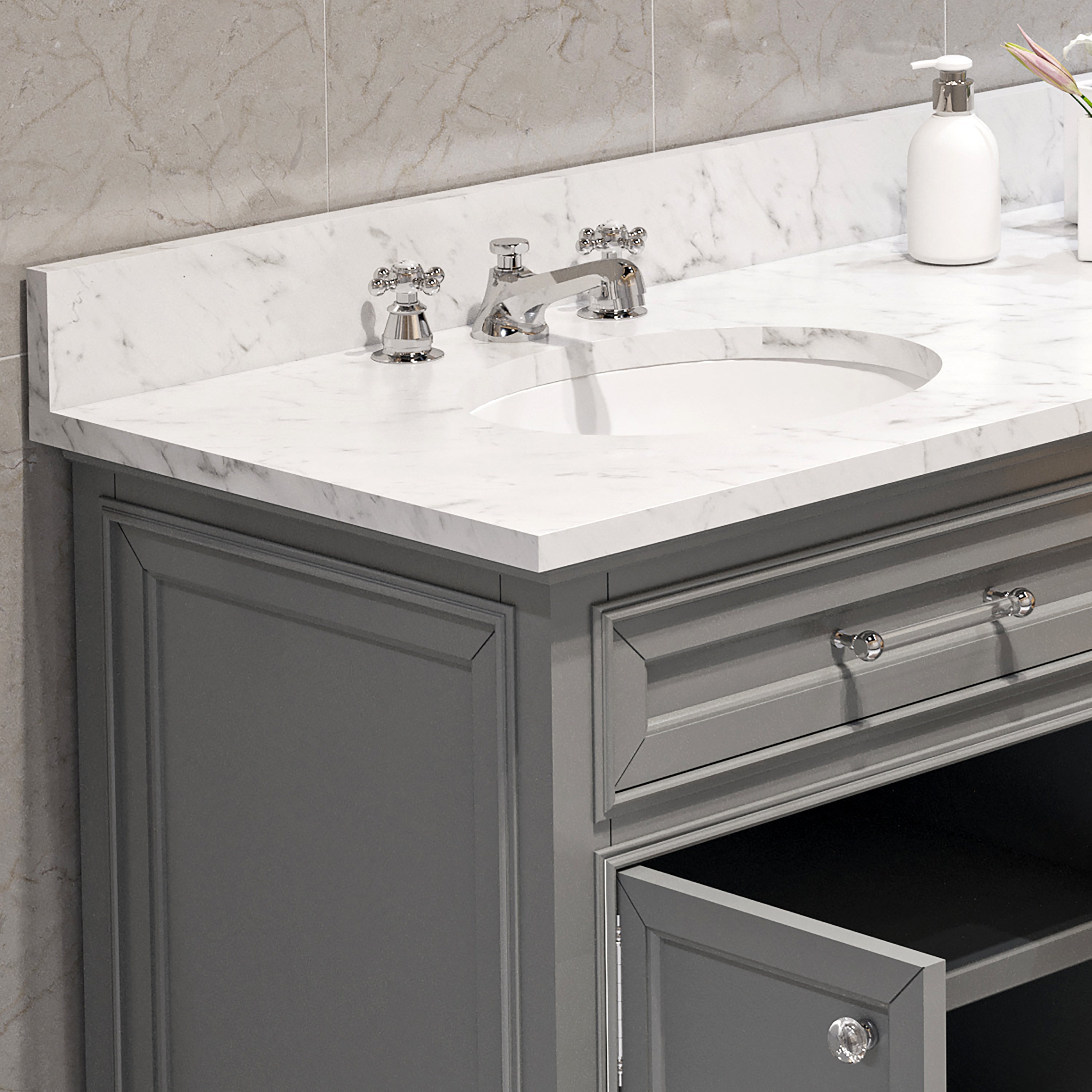 Water Creation | 72 Inch Cashmere Grey Double Sink Bathroom Vanity From The Derby Collection | DE72CW01CG-000000000