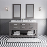 Water Creation | 60 Inch Cashmere Grey Double Sink Bathroom Vanity With Faucet From The Madalyn Collection | MA60CW01CG-000BX0901